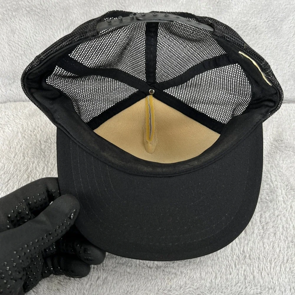 Vintage 1987 Pine Ridge Enduro Trucker Hat Black Motocross Racing Mesh Snapback